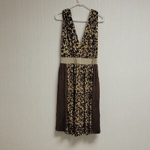 Alberta Ferretti Brown and Cream Backless Dress, Women's Sz 6. NWOT Italy